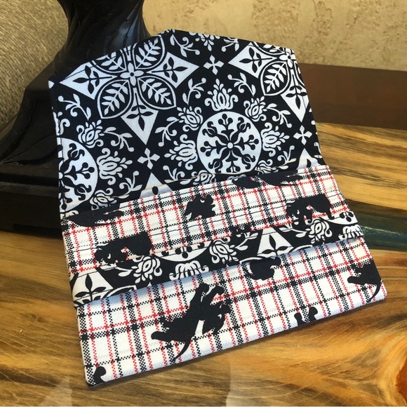 Black & White Puppies Cash Envelope/Receipt holder Fabric Handmade Wallet - Picture 2 of 4